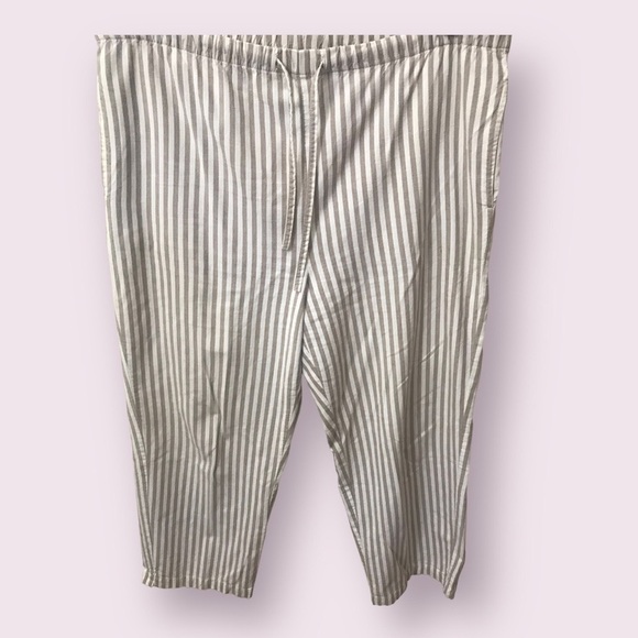 Orvis Womens Cotton Striped Pull On Wide Leg High Rise Lightweight Pants Size 12 - Picture 1 of 13